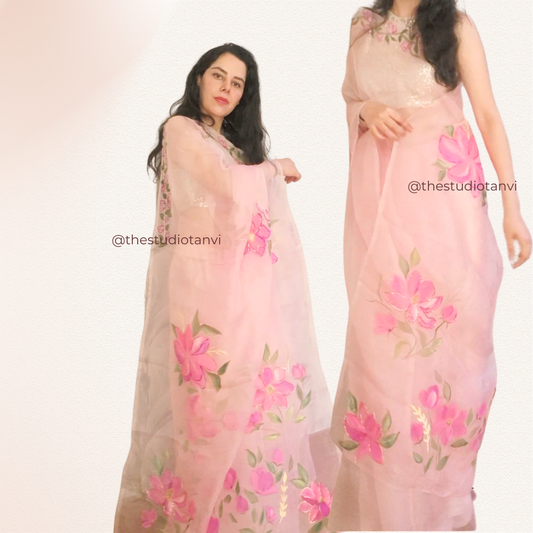 Pink veil saree