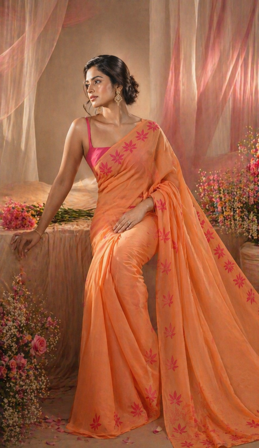 Block printed saree